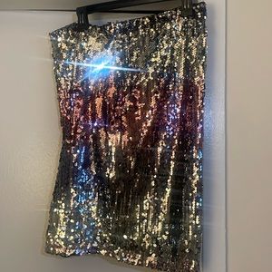 Silver and Pink Sequin Skirt, size 12.